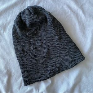 Black Slouchy Textured Knit Beanie